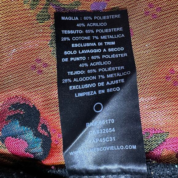 James Coviello New York Knit Top Size XS Vibrant Floral Brocade Neon Metallic - Picture 7 of 8